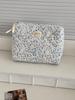Spring Fresh Blue Floral Corduroy Makeup Bag - Portable & Versatile Storage