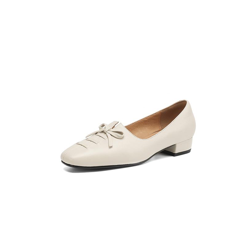 Fashion 2025 New Arrival Soft Genuine Leather Women Heels Shoes Square Toe Comfortable Fashion Casual Low Heel Shoes Four Seasons Shoes