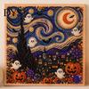 Fall Holiday Decoration Halloween Faux Pearl Art DIY Kit, 3D Bead Embroidery Craft Set, Spooky Painting Kit Ghost Goat Witch Wall Art, Seasonal