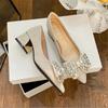 Designer Woman Shoes Crystal Pumps Low Heeled Party Bride Wedding Shoes Female Sequin Loafers Ladies Dress High Heels