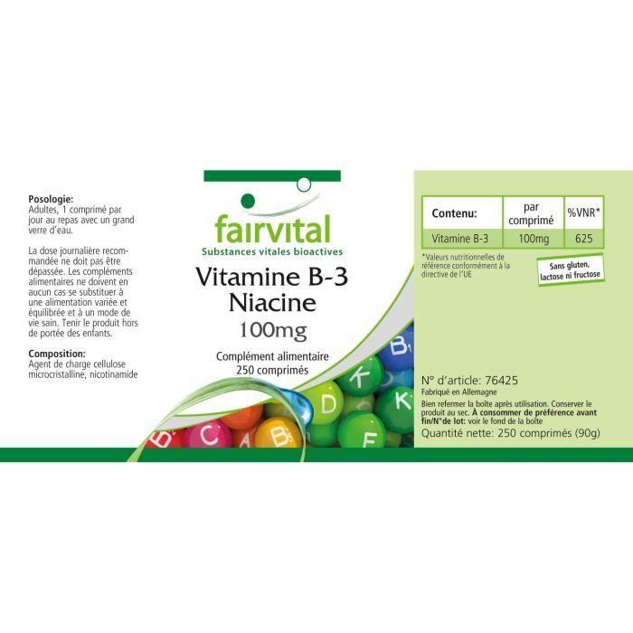 Vitamine b-3 avec niacine - 250 comprimés