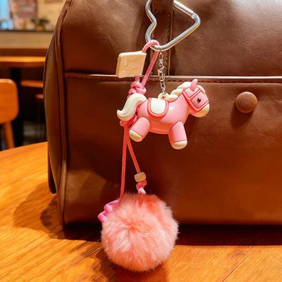 Colgante de Llavero Bola de Felpa Decorativa Amuleto de Caballo Colgante Decorativo para Bolso del Año de la Buena Fortuna del Caballo