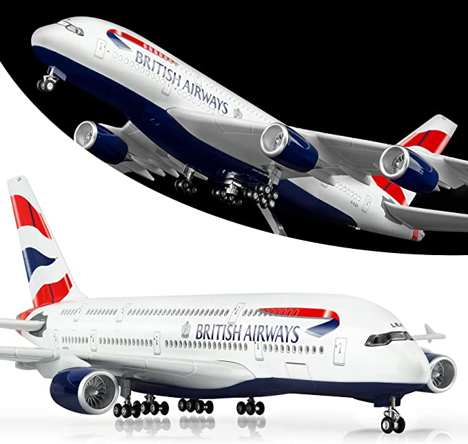 1/160 Scale 50.5CM Airplane Airbus A380 Air France Airline Model W LED Light & Wheel Diecast Plastic Resin Plane For Collection