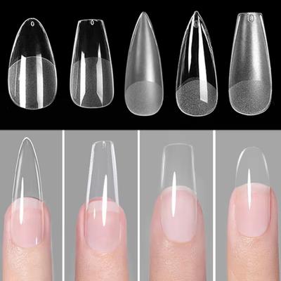 100Pcs Transparent Artificial Nails Tips Acrylic Pre-File Pressed Nails  Nail Art Extension