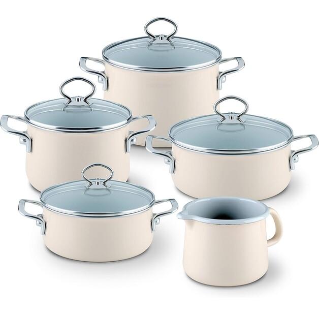 Riess Nouvelle Avorio Enameled Cookware Set, 5 Pieces (0584-011)