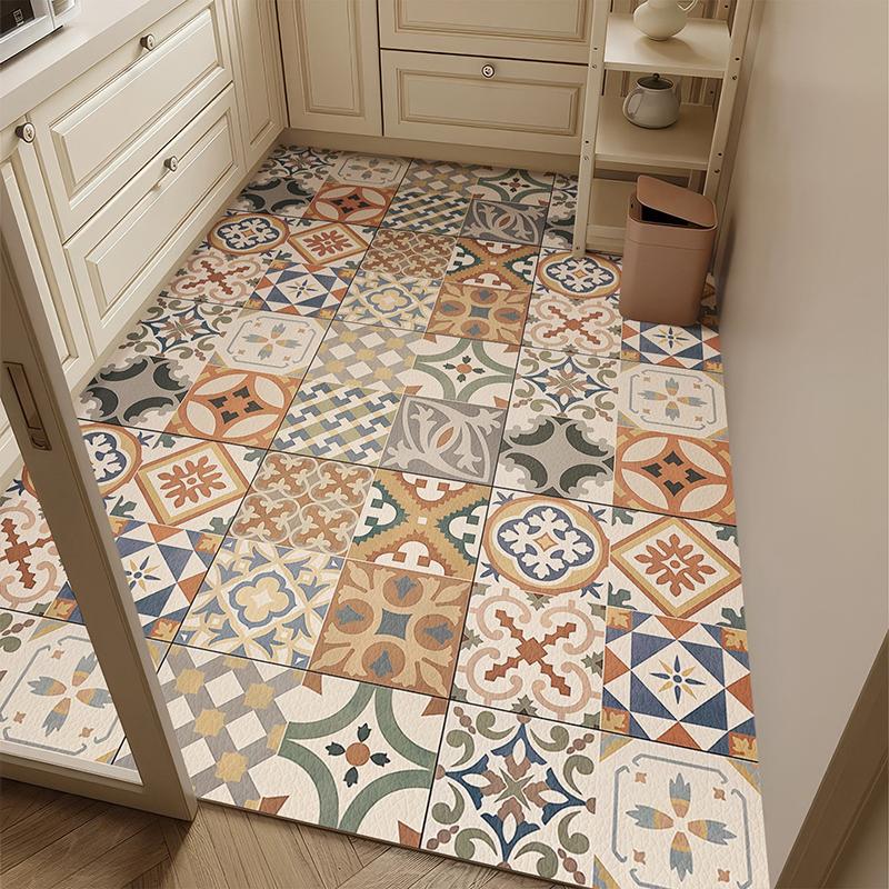 Rug for Kitchen Pvc Waterproof Leather Carpet Large Size Floor Mat Non-slip Oil-proof Home Decoration Rugs Alfombras De Cocina