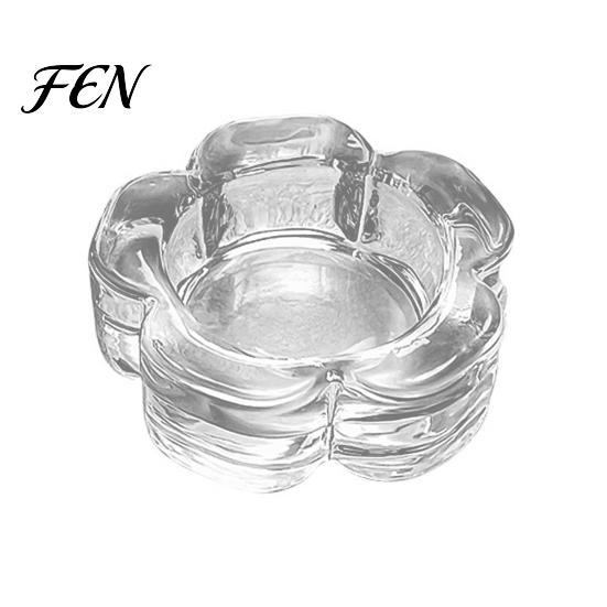 Compact Candle Holder Glass Flower Tealight Holder, Plum Blossom Bump Resistant for Home Party Decor, Wedding Table Centerpiece Decorative