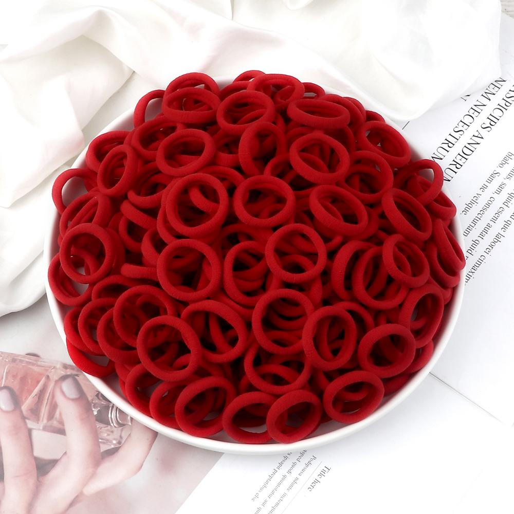 200PCS/Set Elastic Kids Basic Hair Bands Tie 3cm Dark Colors Headwear Don't Hurt Hair Headband Hair Accessories Holder