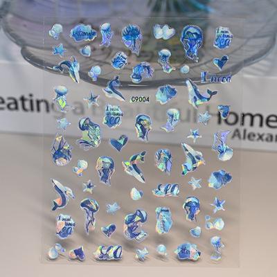 Ozean-Thema Nail Art Sticker Delfin Qualle Seestern Muschel Damen Nagel Dekorative Klebe-Nail Art Sticker