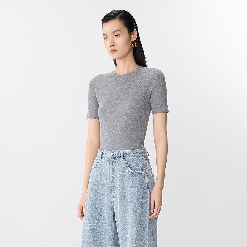 JNBY Short Sleeve Wool Blend Knit Sweater