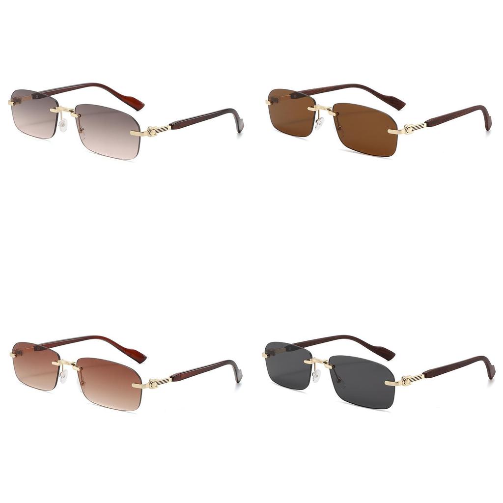 Vintage Frameless Mens Fashion Sunglasses With Uv400 Protection For Outdoor Activities