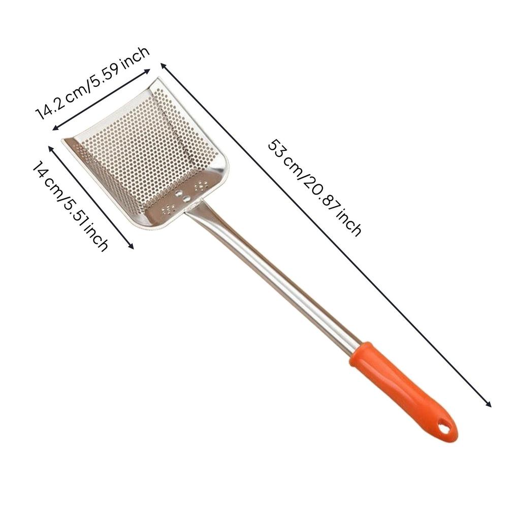 Stainless Steel OilSkimming Easy to Clean Oil Slag Resistant Fried Food Skimmer with Long Handle for