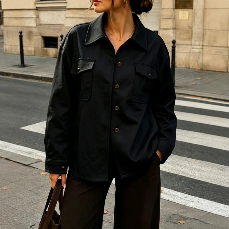 Women Loose Casual Faux Suede Lapel Button Pocket Autumn Winter Jacket