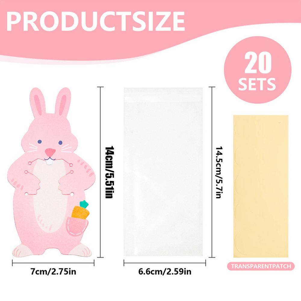 Easter Bags 20 Pieces Festive Party Supplies Pouches Bunny Treat Bags for Cookie Snack Toy Family Gatherings Classroom Exchange