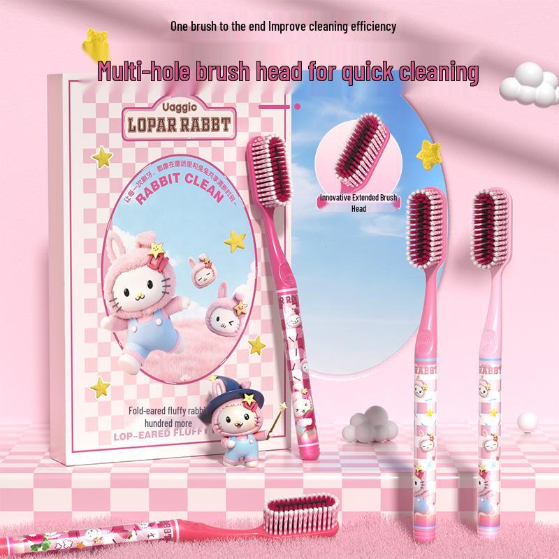 Lop-Eared Rabbit Giant Toothbrush Set: Soft Bristles, Non-Slip Handle, Family Gift Box