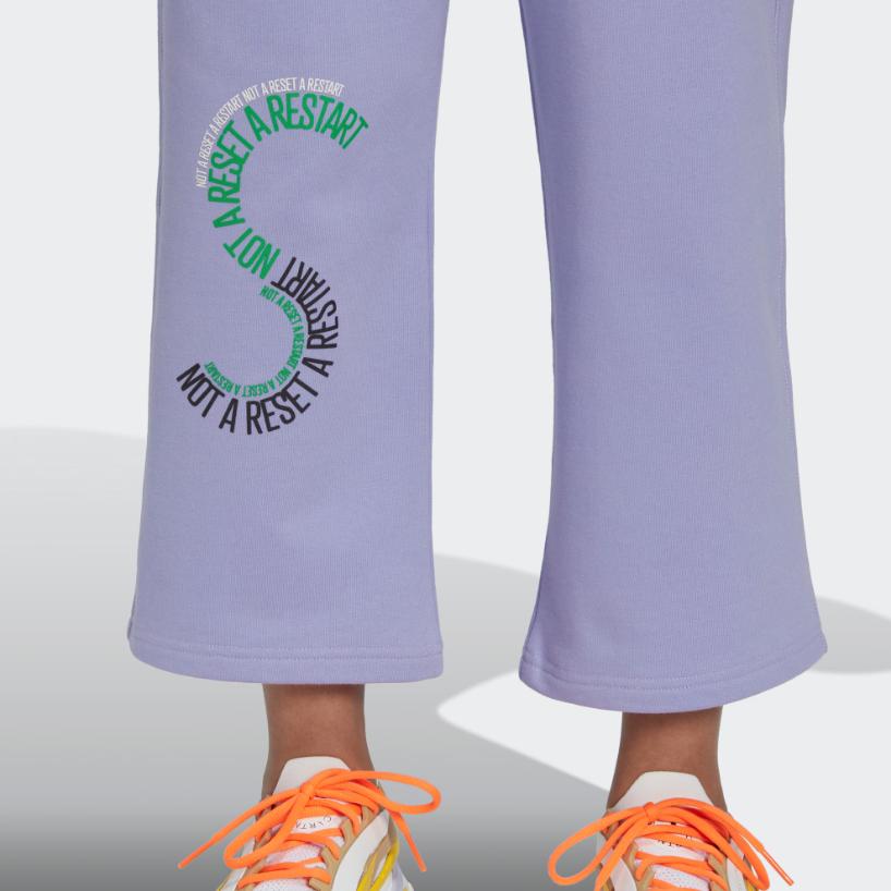 Adidas Solid Color Logo Print Elastic Straight Leg Sports Pants Women Bottoms Purple IB5880