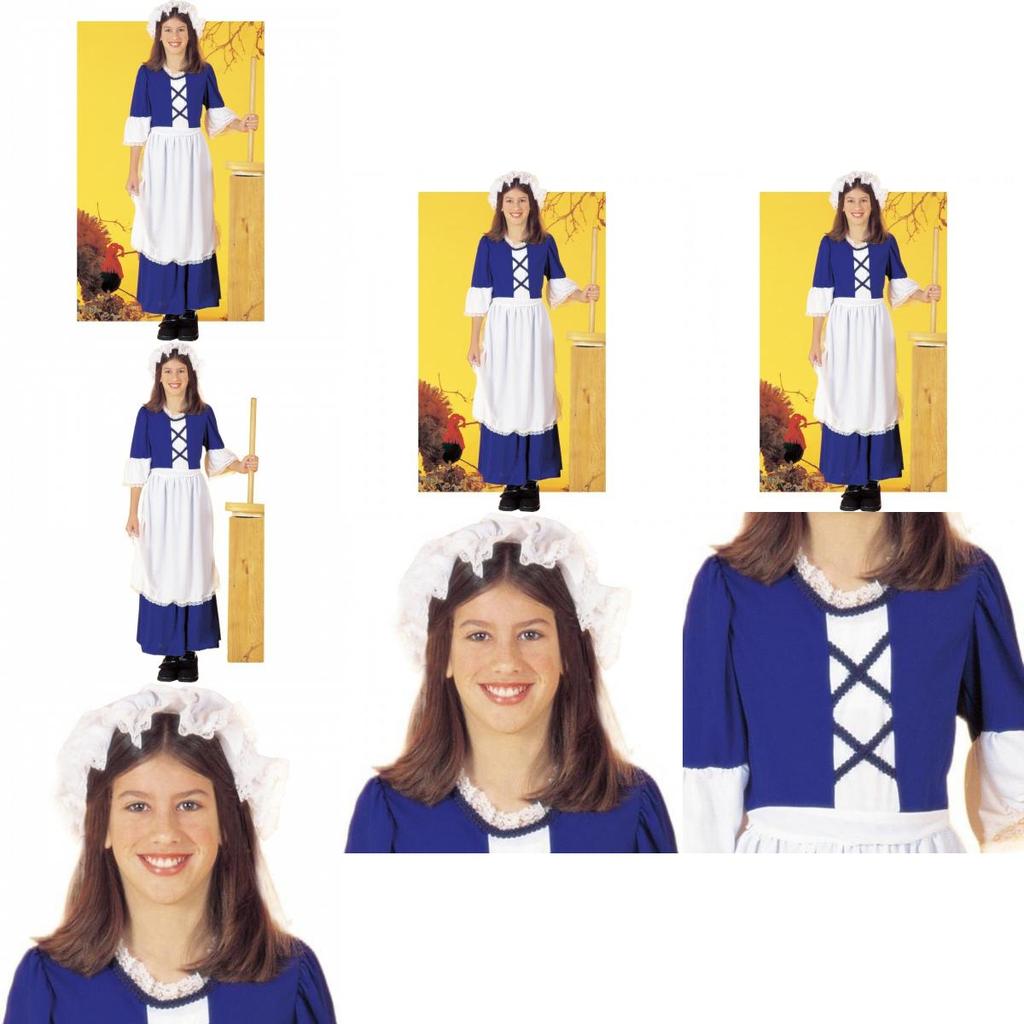 Adorable Polyester Colonial Girl Outfit With Apron And Hat Ideal For Cosplay Events