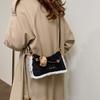 2025 new niche design women's bag fur trim splicing leather shoulder handbag underarm bag fur bag women