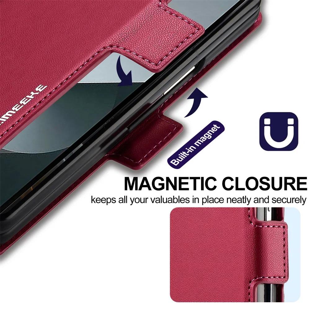 Wallet PU Leather Cover For Samsung Galaxy Z Fold 7 6 5 4 3 Fold7 Fold6 Fold5 Fold4 5G Phone Case with Card Holder Protective