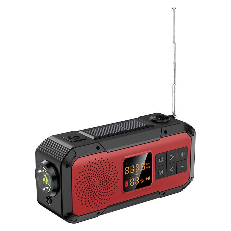 Multifunkční nouzové FM AM rádio Bluetooth reproduktory 5000mAh PowerBan DAB+ rádio Ruční klika Solární USB nabíjení