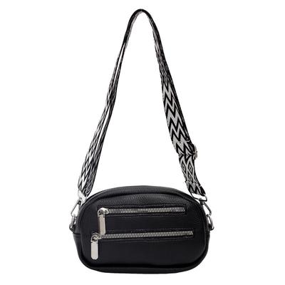 Korean Version of Girls' Mobile Phone Breast Bag Simple Pu Crossbody Bag Trendy Fashion Zipper Women's Single Shoulder Small Round Bag