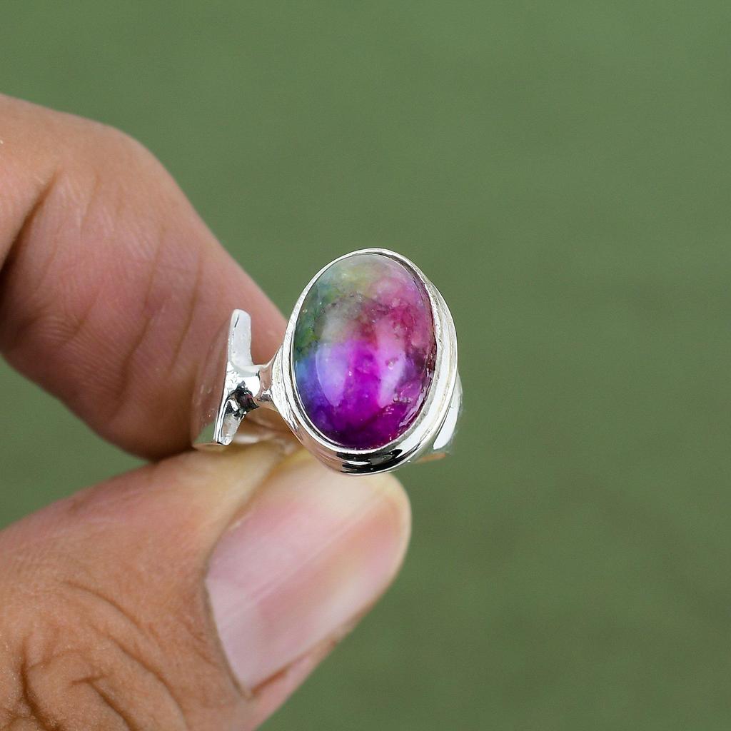 Rainbow Solar Quartz Druzy Ring 925 Sterling Silver Ring Handmade Jewelry Beautiful Gemstone Jewelry Gift For Mother Available In Ring Size