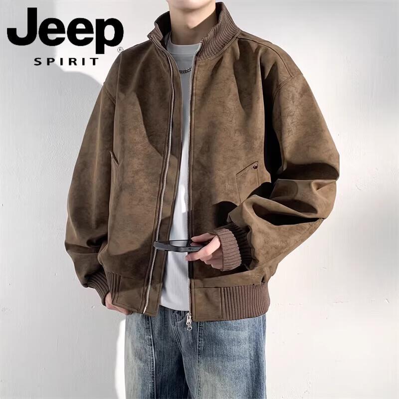 JEEP SPIRIT Men s Retro Casual Stand Collar Jacket 2XL