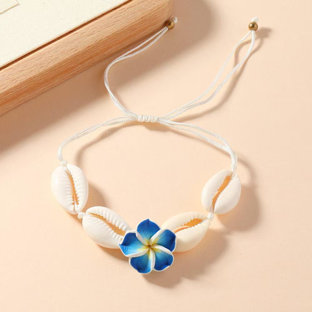 Bohemian Shell Flower Necklace & Bracelet Set: European-American Fashion Choker & Sweater Chain