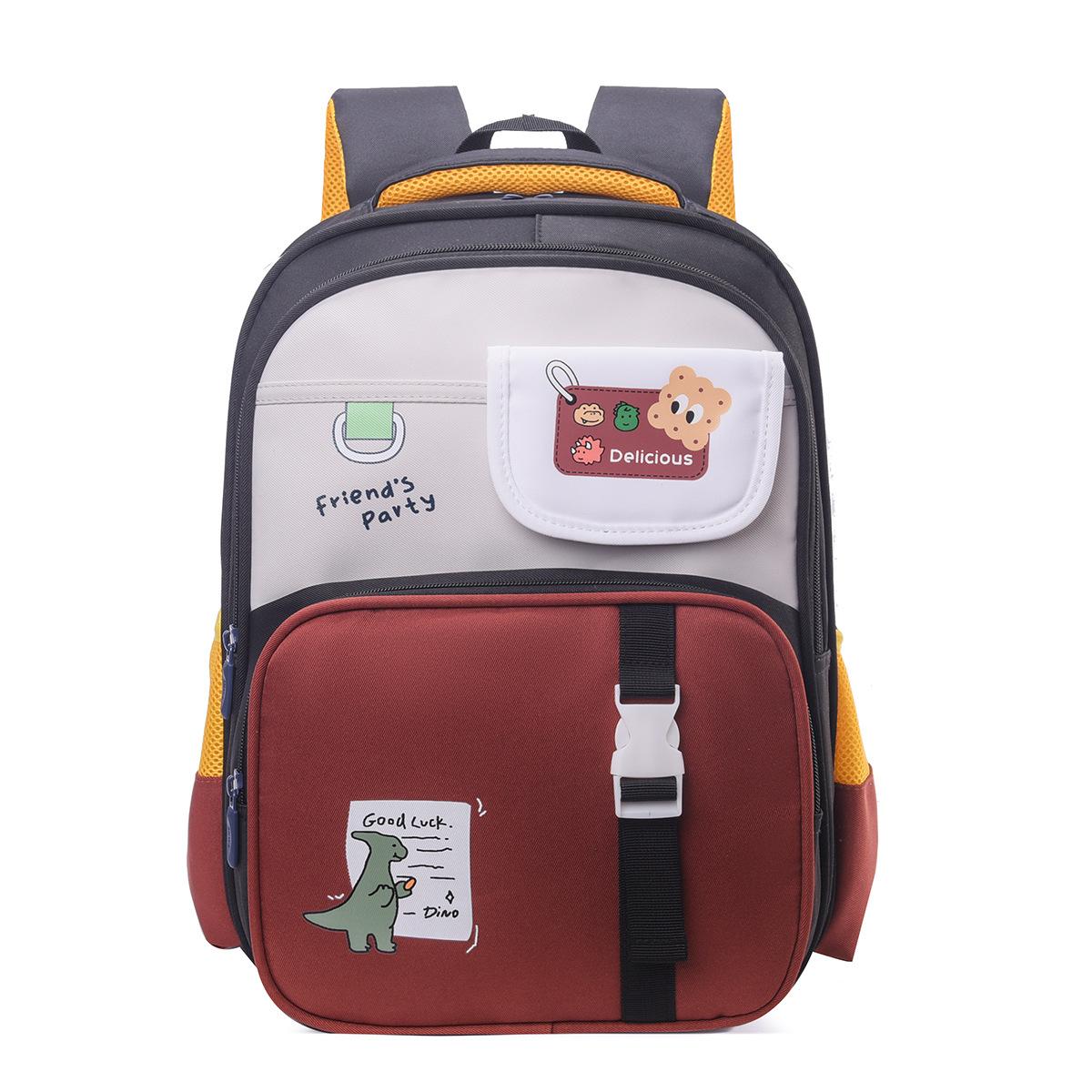 

Ранец для начальной школы, легкий рюкзак с защитой позвоночника для снижения нагрузки, детский школьный рюкзак большой вместимости с несколькими отделениями коричневый