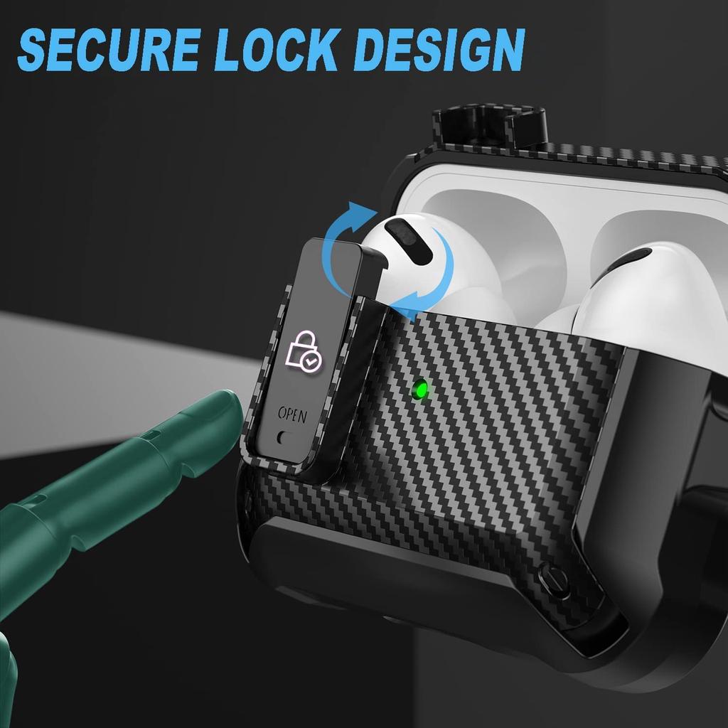 Switch Earphone for Airpods Pro 2/AirPods 1/2/3 Case, Carbon Fiber Design Shockproof Full-body Protection Cover with Keychain