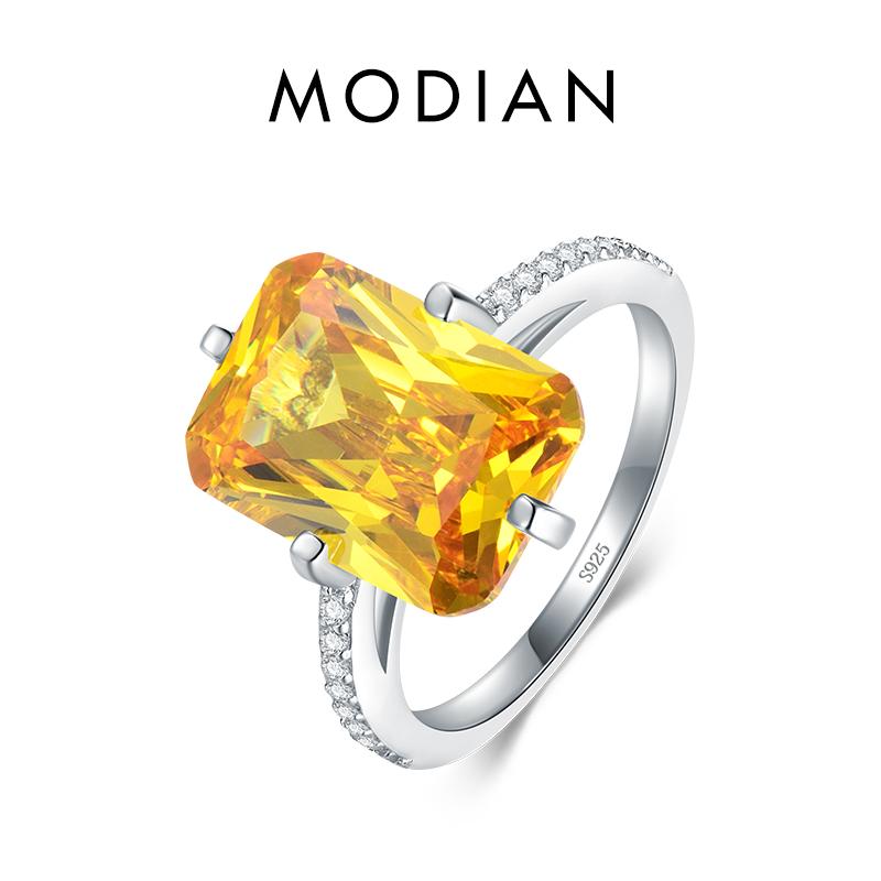 

Модиан Стерлингового Серебра 925 Прямоугольник 5А Прозрачный Циркон Роскошные Кольца Юбилейные Обручальные Ювелирные Изделия Для Женщин Модные Кольца 7 серебряный