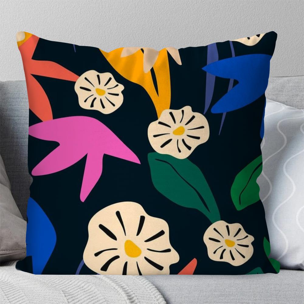 Colorful Flowers Pillow Case Square Pillow Bedroom Sofa Leisure Comfort Cushion Car Living Room Home Decoration 40X40