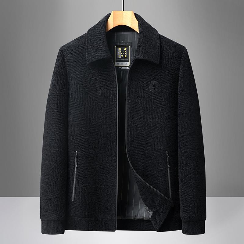 2025 Men's Spring/Autumn Corduroy Jacket: Business Casual, Stand Collar, Perfect for Middle-Aged & Elderly