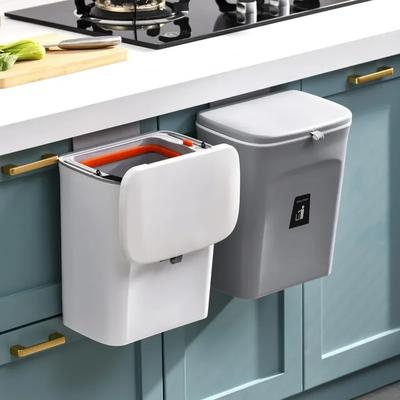 7/10L Küchenschranktür Hängende Mülltonne Wandmontierter Recyclingkorb mit Deckel Küchenzubehör
