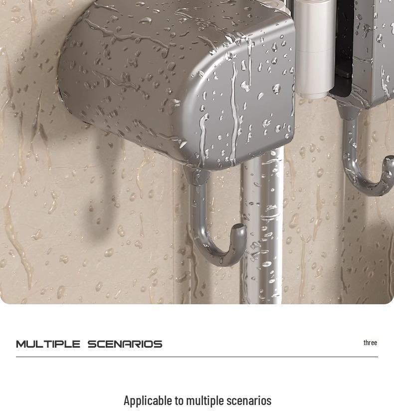 Wieszak ścienny na miotłę i mop: Rozwiązanie do zawieszania bez wiercenia na drzwiach łazienkowych lub toaletowych.