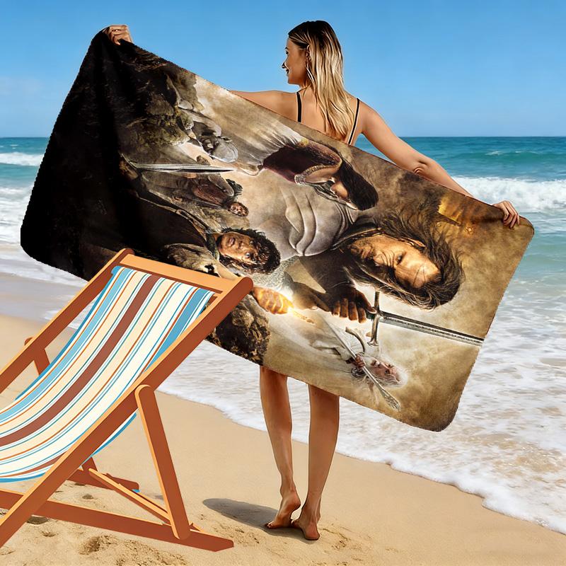 Lord Rings Print Beach Towel, Large Soft Quick Dry Towel for Beach Camping Swimming