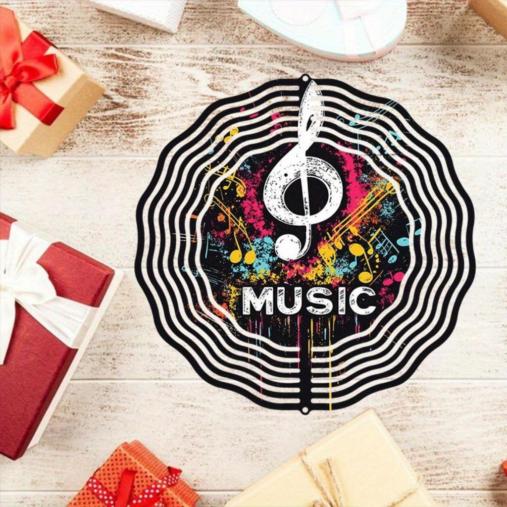 2D Musical Note Wind Spinner - Vibrant Kinetic Metal Art for Outdoor Decor, Durable Hanging Ornament for Garden