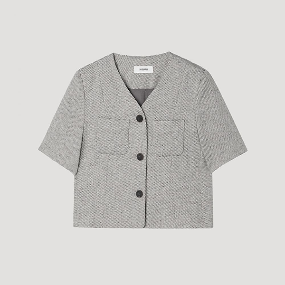 

[She S miSS] Flap Pocket Slit Short Sleeve Jacket Swwjkp21190 blacks/55