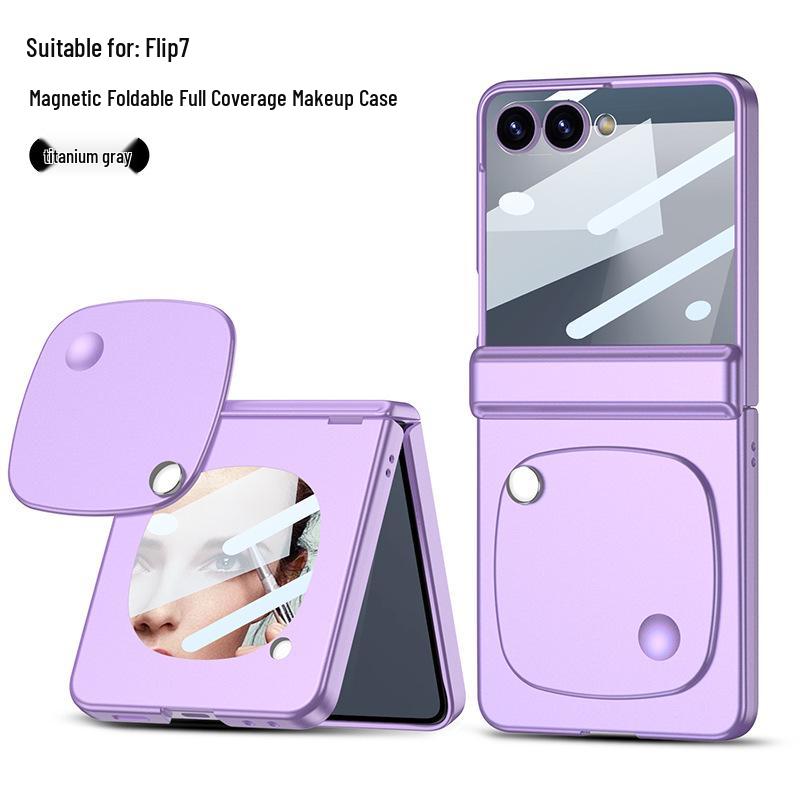 GKK Ultra-Thin Magnetic Makeup Mirror Case for Samsung Z Flip7 - Full Coverage Folding Screen Protection