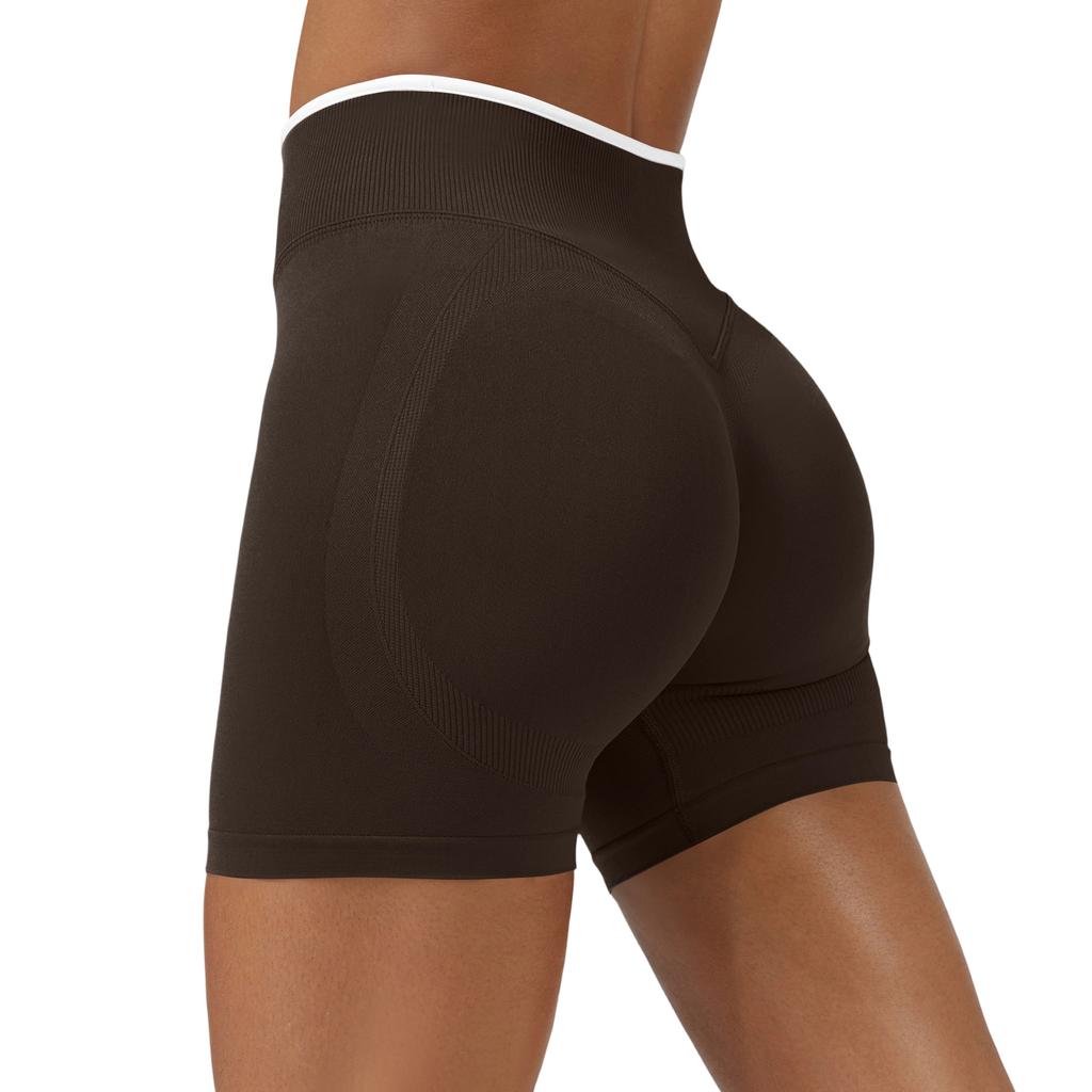 Damen Freizeit Hip-Lifting Nahtlose Color Block Yoga Eng anliegende Sportshorts