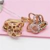 Exquisite Russian 585 Purple Gold Ear Buckle Women'S Simple Temperament Wind-Plated Rose Gold Flower-Shaped Soviet Hollow Earrings