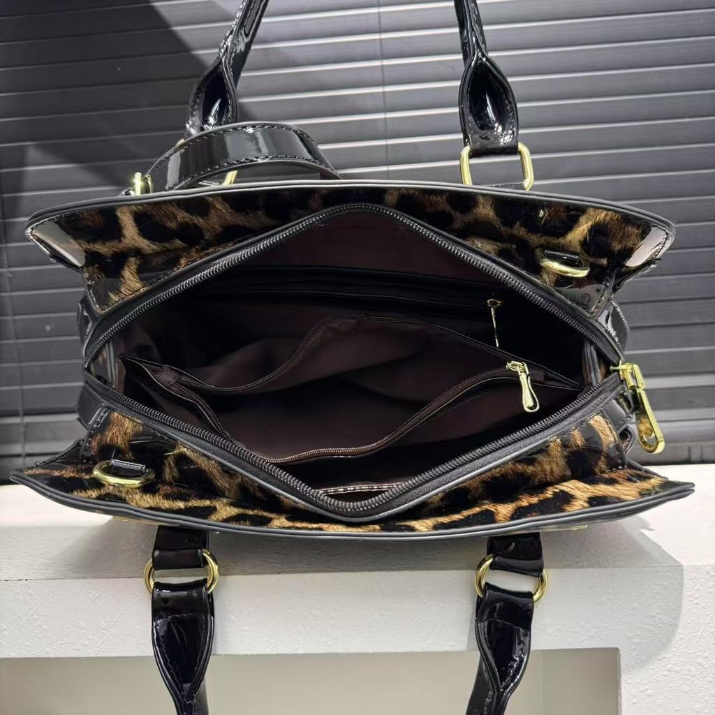 Women'S Temperament Leopard Print Tote Bag Large Capacity Personality Socialite Shoulder Handbag