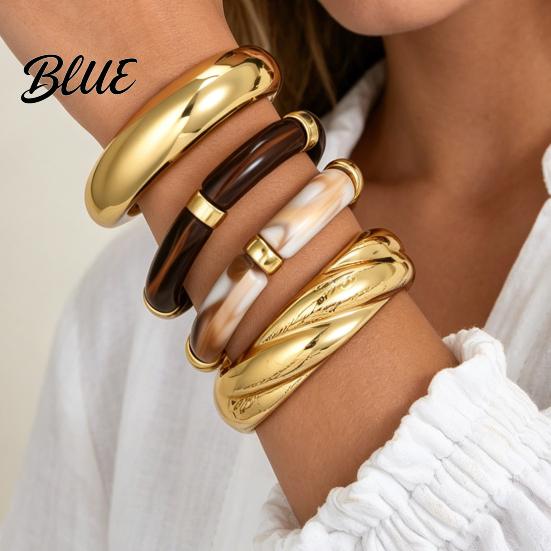 Wrist Layering Set 4Pcs/Set Women Bracelet Opening Adjustable High-Polishing Metal