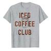 Vintage Funny Iced Coffee Club Graphic Tee Crew Neck Short Sleeve Relaxed with Straw Ice Cubes Text Design High Quality Cotton