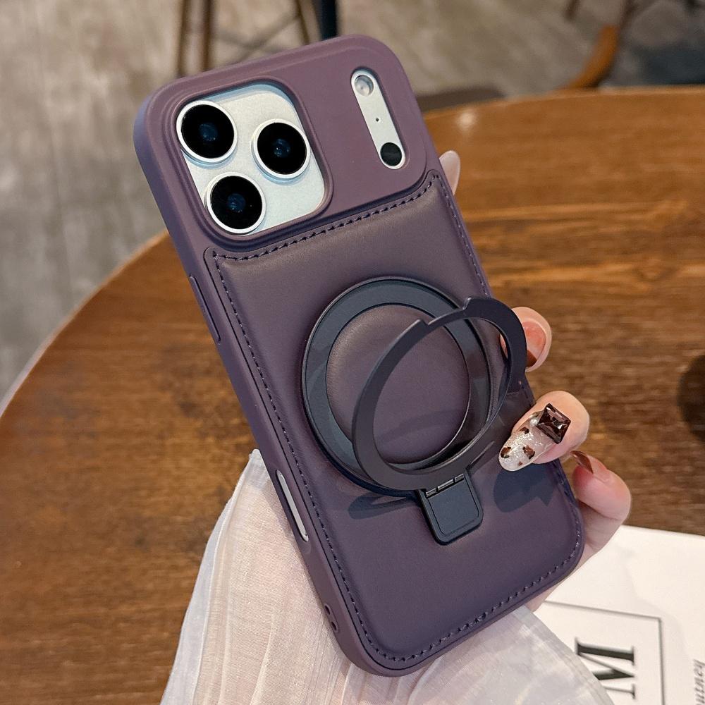 Business Leather Magnetic For Magsafe Bracket Stand Case For iPhone 17 16 Pro Max 15 14 13 12 Wireless Charging Silicone Cover
