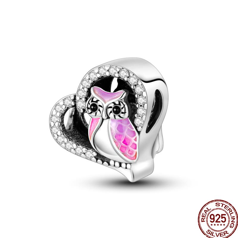 Copper Pink Puppy Flower Bird Pink Charm Beads Suitable For 3Mm Original Bracelet Diy Jewelry Gift