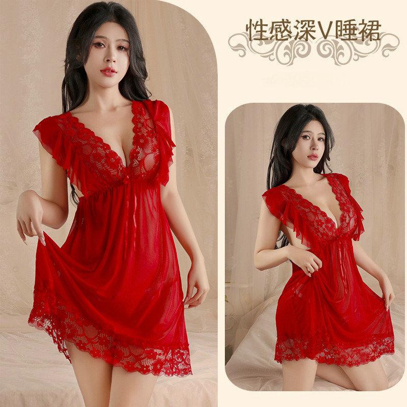 Sex Underwear Sexy Large Size Suspender Pajamas Women's Summer Perspective Lace Sex Pajamas Loungewear