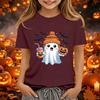 Kids Halloween Printed Short Sleeve T-Shirt Loose Fit Round Neck Casual Tee