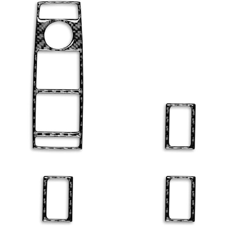 Real Carbon Fiber Car Climate Control CD Radio Panel Sticker Cover Trim Compatible with Mercedes-Benz C-Class W204 C250 C300 C350 C63 AMG 2012-2014