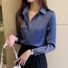 Silk Shirts Women White Shirt Women Long Sleeve Shirts Blouse Office Lady Satin Silk Blouse